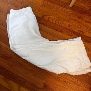 Women’s white linen wide leg pants